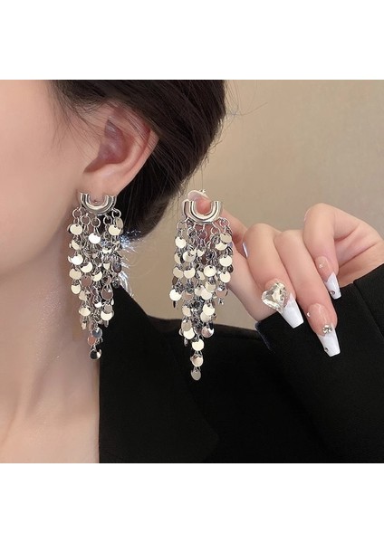 Satisfactionüst Düzey ve Atmosferik Internet Ünlü Mizaç Küpeleri Avrupa ve Amerikan Modası Abartılı Elmas Taklidi Uzun Püskül Küpeler (Yurt Dışından)