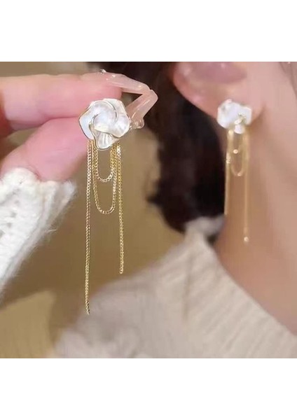 SATISFACTION925 Gümüş Iğne Yay Küpe Kore Tarzı Küpeler Üst Düzey Küpeler Niş Inciler Çok Yönlü Mizaç Küpeleri (Yurt Dışından)