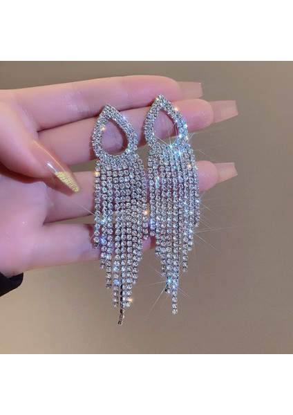 Satisfactionüst Düzey ve Atmosferik Internet Ünlü Mizaç Küpeleri Avrupa ve Amerikan Modası Abartılı Elmas Taklidi Uzun Püskül Küpeler (Yurt Dışından)