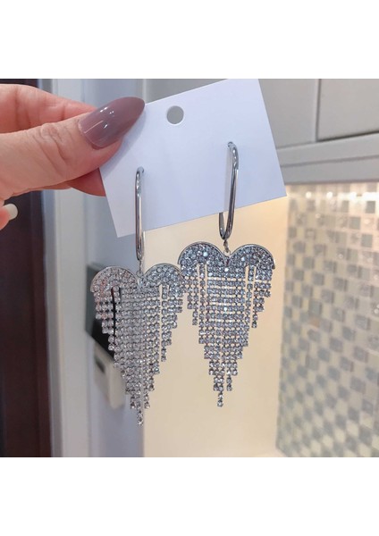 Satisfactionüst Düzey ve Atmosferik Internet Ünlü Mizaç Küpeleri Avrupa ve Amerikan Modası Abartılı Elmas Taklidi Uzun Püskül Küpeler (Yurt Dışından)