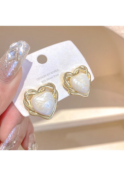 SATISFACTION925 Gümüş Iğne Yay Küpe Kore Tarzı Küpeler Üst Düzey Küpeler Niş Inciler Çok Yönlü Mizaç Küpeleri (Yurt Dışından)