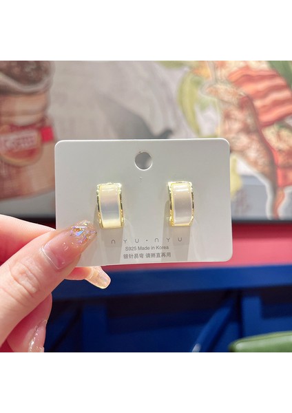 Satisfactiongümüş Iğne Seti Kedi Gözü Küpeler, Üst Düzey, Modaya Uygun ve Çok Yönlü, Hafif Lüks Küpeler, Sade ve Zarif Zirkon Küpeler (Yurt Dışından)