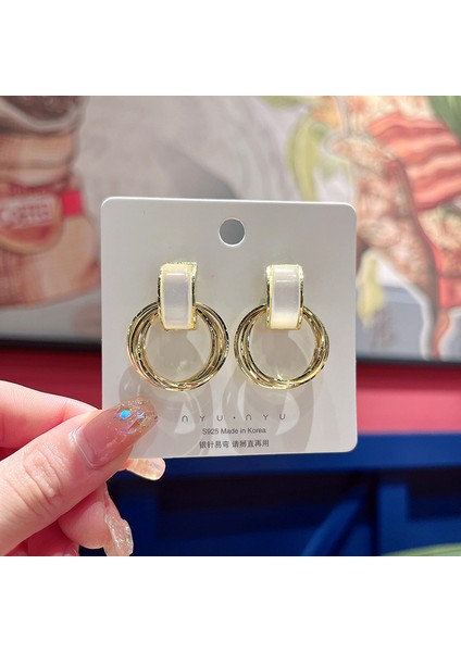 Satisfactiongümüş Iğne Seti Kedi Gözü Küpeler, Üst Düzey, Modaya Uygun ve Çok Yönlü, Hafif Lüks Küpeler, Sade ve Zarif Zirkon Küpeler (Yurt Dışından)