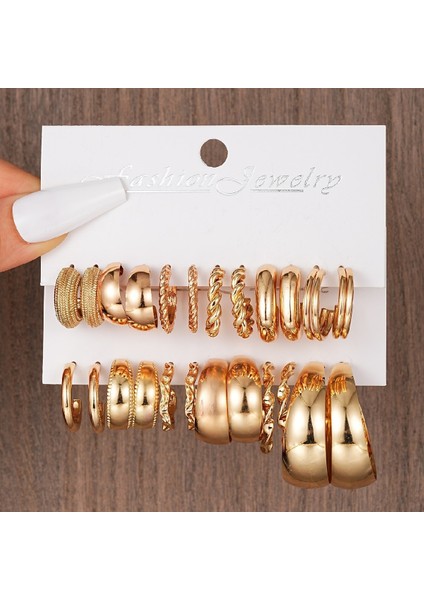 Satisfactionçok Satan Moda Avrupa ve Amerikan Tarzı Altın C-Şekilli Zincir Küpe Seti, Bayanlar Için Hafif Lüks ve Üst Düzey Küpeler (Yurt Dışından)