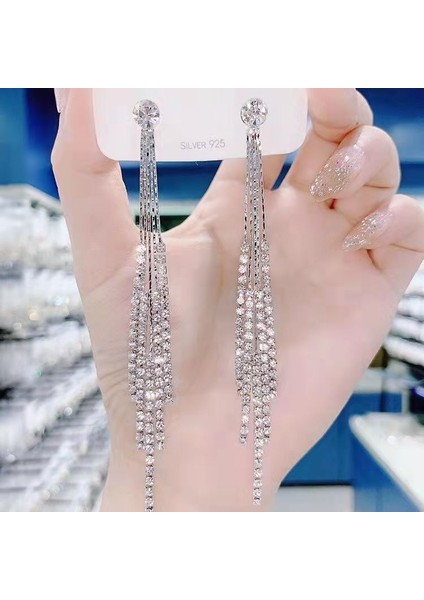 Satisfactionüst Düzey ve Atmosferik Internet Ünlü Mizaç Küpeleri Avrupa ve Amerikan Modası Abartılı Elmas Taklidi Uzun Püskül Küpeler (Yurt Dışından)