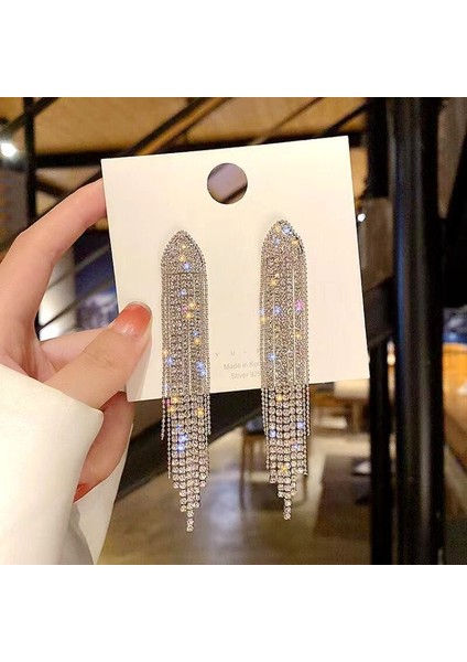 Satisfactionüst Düzey ve Atmosferik Internet Ünlü Mizaç Küpeleri Avrupa ve Amerikan Modası Abartılı Elmas Taklidi Uzun Püskül Küpeler (Yurt Dışından)