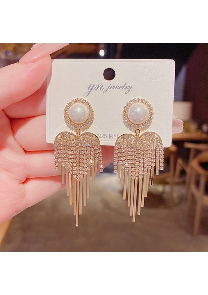 Satisfactionpopüler 925 Gümüş Iğne Küpe Klasik Geometrik Uzun Püskül Küpe (Yurt Dışından)