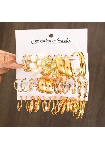 Satisfactionçok Satan Moda Avrupa ve Amerikan Tarzı Altın C-Şekilli Zincir Küpe Seti, Bayanlar Için Hafif Lüks ve Üst Düzey Küpeler (Yurt Dışından)