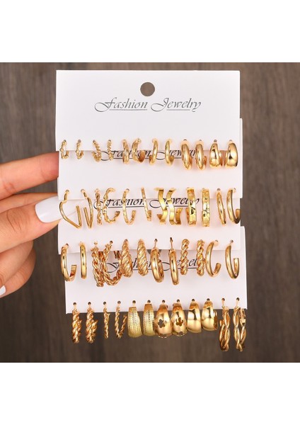 Satisfactionçok Satan Moda Avrupa ve Amerikan Tarzı Altın C-Şekilli Zincir Küpe Seti, Bayanlar Için Hafif Lüks ve Üst Düzey Küpeler (Yurt Dışından)