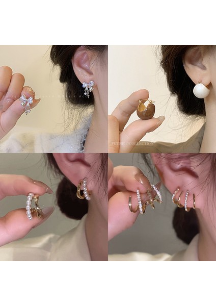 SATISFACTIONS925 Gümüş Iğne Retro Fransız Inci Küpeleri, Üst Düzey, Çok Yönlü, Basit ve Kişiselleştirilmiş Küpeler (Yurt Dışından) modelleri