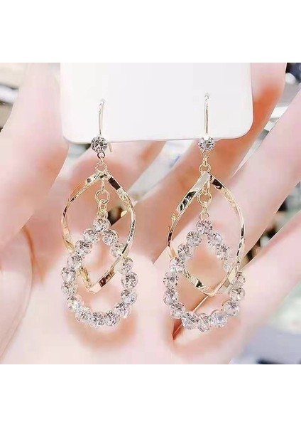 Satisfactionmoda Kedi Gözü Elmas Küpe Kadın Ilkbahar ve Yaz Ince Yeni Stil Işık Lüks High-End Küpe (Yurt Dışından)