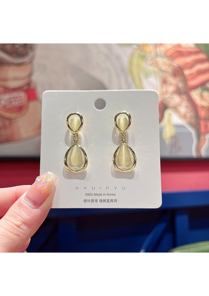 Satisfactiongümüş Iğne Seti Kedi Gözü Küpeler, Üst Düzey, Modaya Uygun ve Çok Yönlü, Hafif Lüks Küpeler, Sade ve Zarif Zirkon Küpeler (Yurt Dışından)