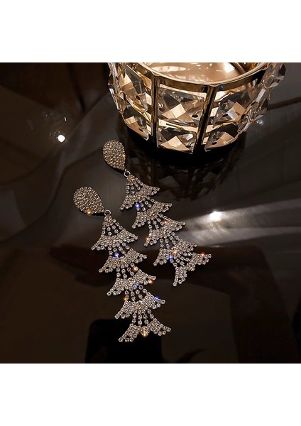 Satisfactionüst Düzey ve Atmosferik Internet Ünlü Mizaç Küpeleri Avrupa ve Amerikan Modası Abartılı Elmas Taklidi Uzun Püskül Küpeler (Yurt Dışından)