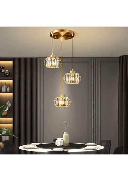 Istanbul Avize Milano 3'lü Sarkıt Gold Kristal Taşlı Lüx Avize
