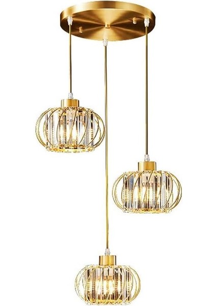 Istanbul Avize Milano 3'lü Sarkıt Gold Kristal Taşlı Lüx Avize fiyatları