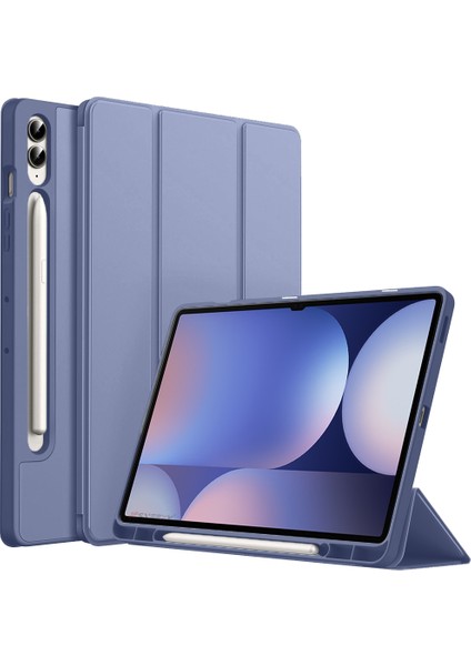 Samsung Galaxy Tab S10 Plus X820 12.4 Inç Kılıf Premium Silikon Kalem Bölmeli Smart Case