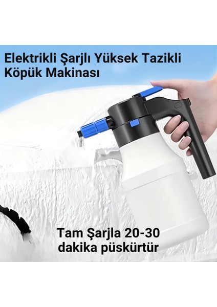 Şarjlı Otomatik 1.5 Litre Yüksek Basınçlı Araç Yıkama Köpük Püskürtücü El Pompası, Otomobil Temizleme Pompası