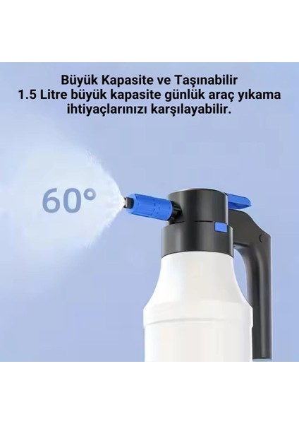 Şarjlı Otomatik 1.5 Litre Yüksek Basınçlı Araç Yıkama Köpük Püskürtücü El Pompası, Otomobil Temizleme Pompası