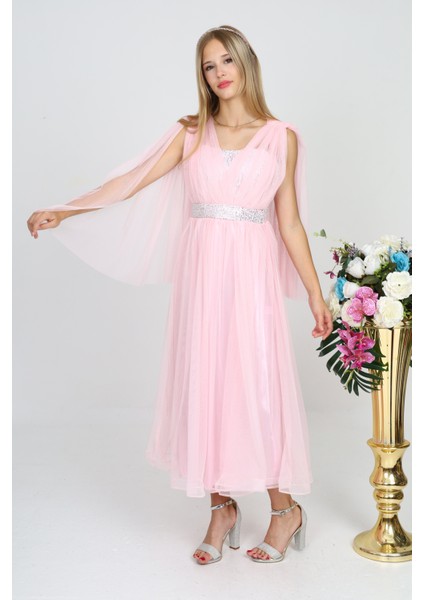 Genç/Kız Çocuk Payetli Açık Pembe Abiye Elbise&Düğün Kıyafeti-ABY-2028 fırsatları