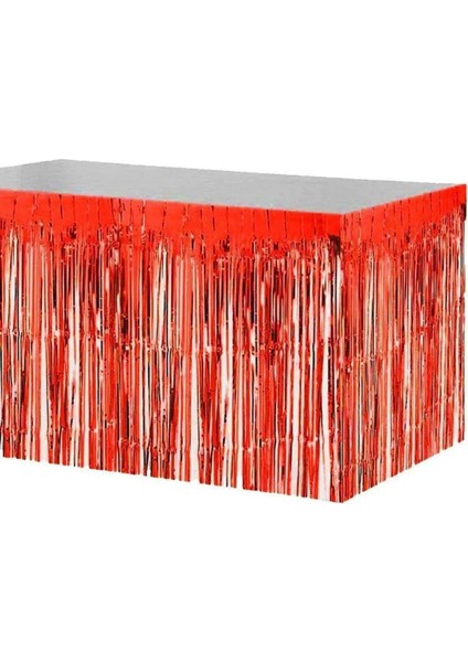 Metalize Masa Eteği Kırmızı 70X300 cm