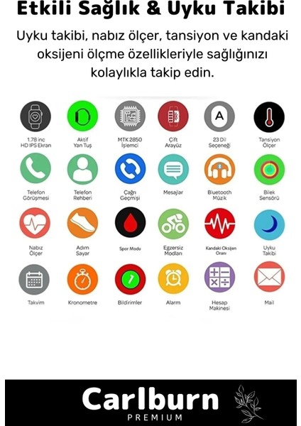 Ultra 7 In 1 Strap Bluetooth Arama Yanıtlama Bildirim Kasa Koruma Akıllı Saat + 7 Renkli Kordon
