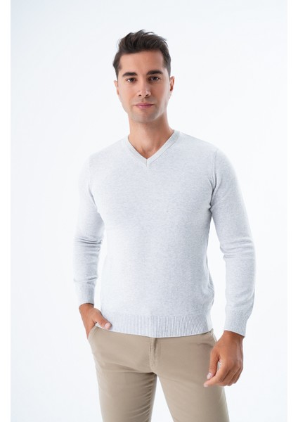 Erkek Gri %100 Pamuk Bisiklet Yaka Triko Kazak TRIST-1102 fiyatları