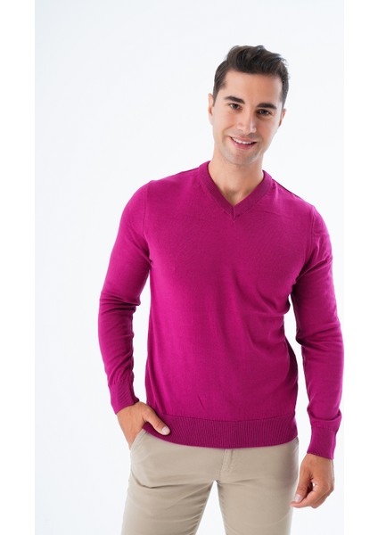 Erkek Gül Kurusu %100 Pamuk Bisiklet Yaka Triko Kazak TRIST-1102