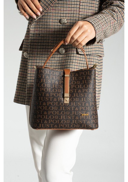 Baskı Desenli Su Geçirmez 3 Gözlü Kadın Omuz Çantası 22X20CM