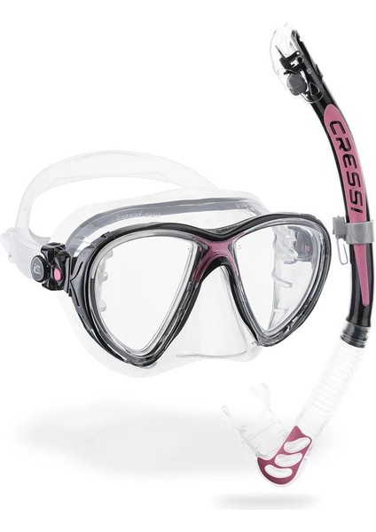 Big Eyes Evolution+Aplha Ultra Dry Black Pink Maske Şnorkel Seti