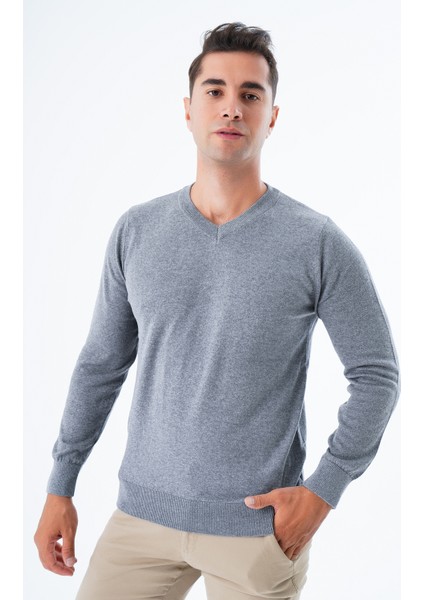 Erkek Koyu Gri %100 Pamuk Bisiklet Yaka Triko Kazak TRIST-1102 modelleri