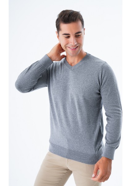 Erkek Koyu Gri %100 Pamuk Bisiklet Yaka Triko Kazak TRIST-1102 fırsatları