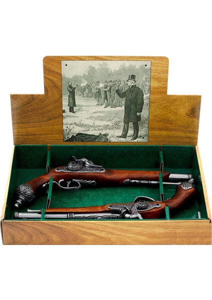 1825 Italyan Koleksiyon Çift Pistol Düello Seti 1/1 Ölçek Reprodüksiyon
