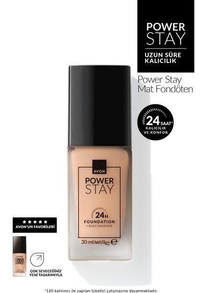 Power Stay Mat Fondöten 125G Warm Ivory 30 ml