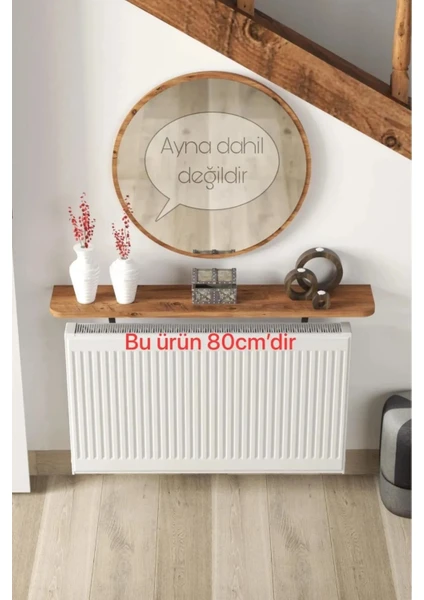 Atlantik Çam Petek Üstü Uçan Raf & Dresuar Duvar Montajsız Oval Kesim 80 cm