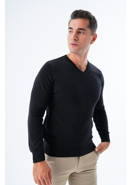 Erkek Siyah %100 Pamuk Bisiklet Yaka Triko Kazak TRIST-1102 fiyatları