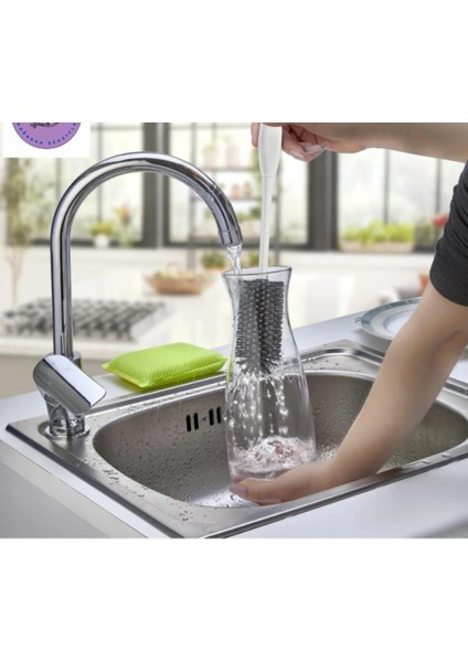 Silikon Fırça-Matara Biberon Emzik Temizleyici Kavanoz Termos Suluk Şişe Temizleme Fırçası-Bpa Free