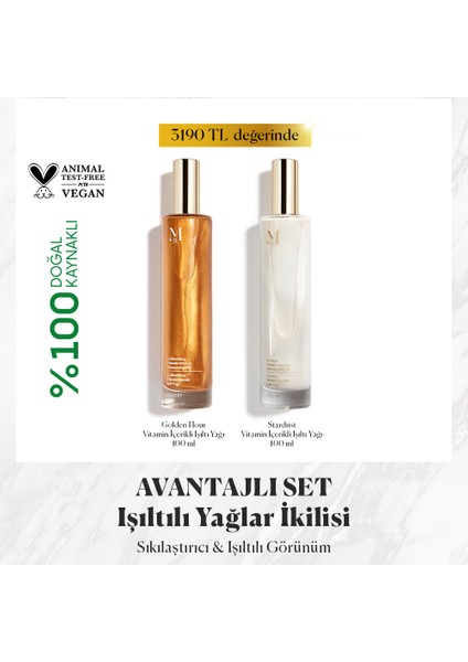 Golden Hour Vitamin İçerikli Işıltılı Saç ve Vücut Yağı 100 mL + Stardust Vitamin İçerikli Işıltılı Saç ve Vücut Yağı 100 mL