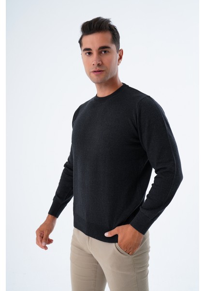 Erkek Antrasit %100 Pamuk Bisiklet Yaka Triko Kazak TRIST-1101 fiyatları