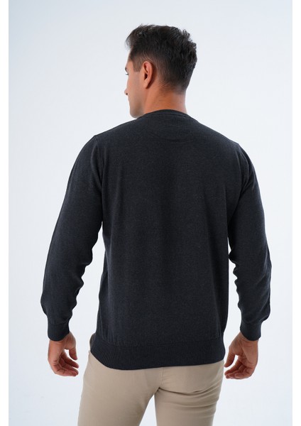 Erkek Antrasit %100 Pamuk Bisiklet Yaka Triko Kazak TRIST-1101 fırsatları