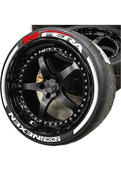 Nexen Nfera Lastik Yazısı 4Lastik İçin Set Araç Lastik Stickeri Tüm Lastik Yanaklarına Uyumlu Büyük Boy 31mm