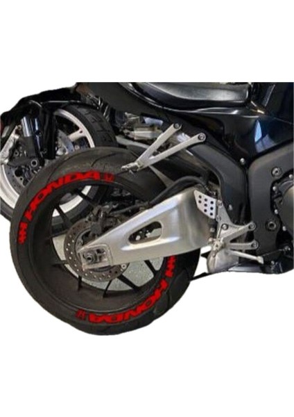 Motorsiklet Honda Lastik Yazısı Lastik Sticker 8 adet Lastik Stiker 15-21 Inç Arası Uyumlu Kırmızı