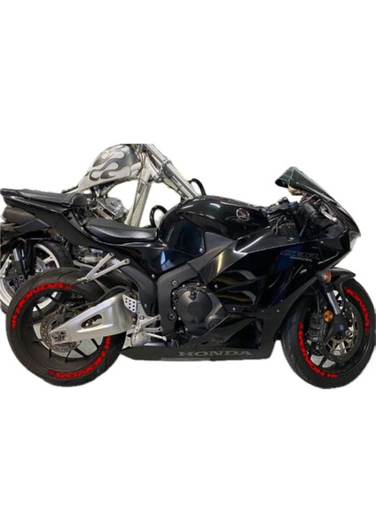 Motorsiklet Honda Lastik Yazısı Lastik Sticker 8 adet Lastik Stiker 15-21 Inç Arası Uyumlu Kırmızı modelleri