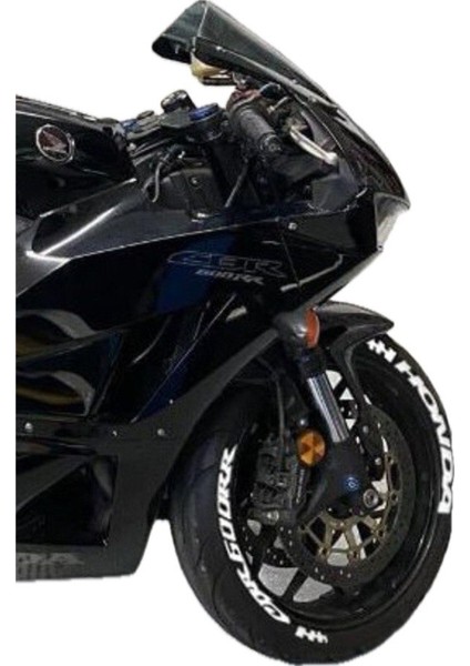 Honda CBR600RR + Bayrak Lastik Yazısı 2Lastik İçin Set Sticker 15-21 İnç Arası Uyumlu Lastik Stiker Beyaz