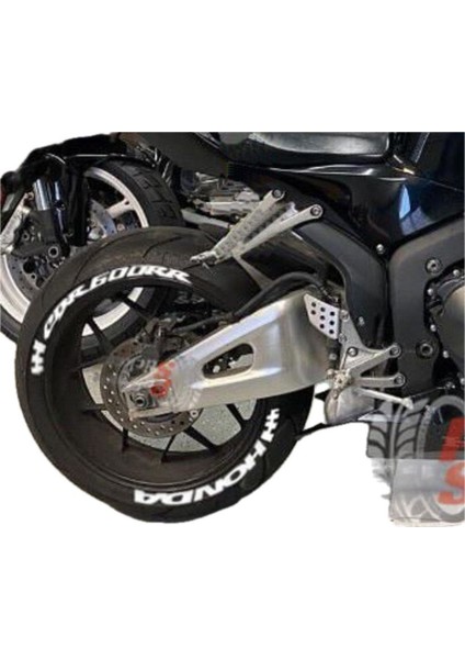 Honda CBR600RR + Bayrak Lastik Yazısı 2Lastik İçin Set Sticker 15-21 İnç Arası Uyumlu Lastik Stiker Beyaz