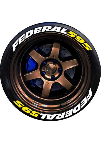 Lastik Yazısı Federal 595 Araç Lastik Stickeri 8 adet Büyük Boy Tüm Lastik Yanaklarına Uyumlu 31mm