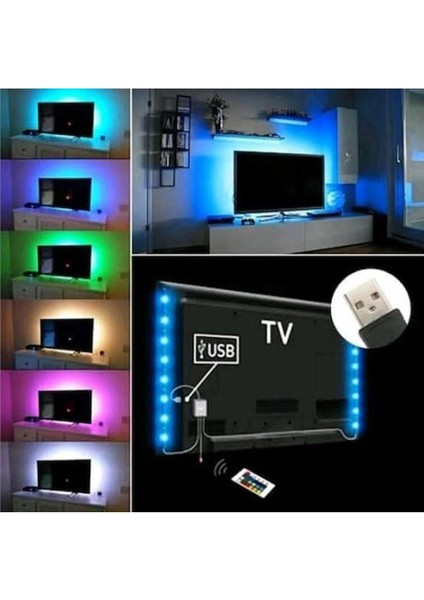 Dora Led Televizyon Monitör Arkası Kumandalı Rgb Şerit LED 5 Metre