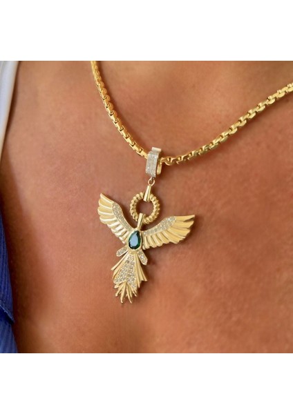 Zümrüt Detaylı Anka Kuşu Kolye Ucu – KLU0502