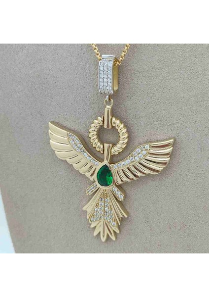 Zümrüt Detaylı Anka Kuşu Kolye Ucu – KLU0502 modelleri