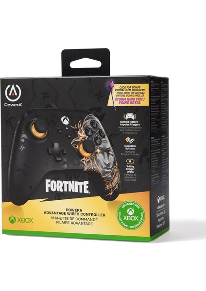 Powera Advantage Xbox Kablolu Oyun Kolu Lisanslı Series x S Uyumlu Fortnite Midas Windows Pc Uyumlu