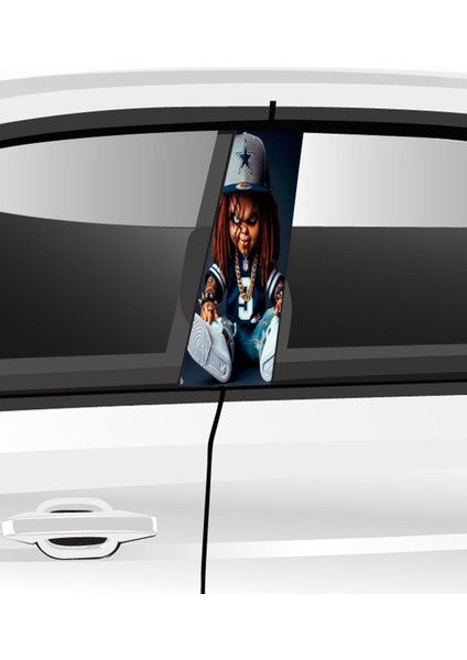 Araç Kapı Direk Folyo Etiketi Aksesuarı Desenli Seti (Sağ ve Sol Takım) - 25 x 50 cm